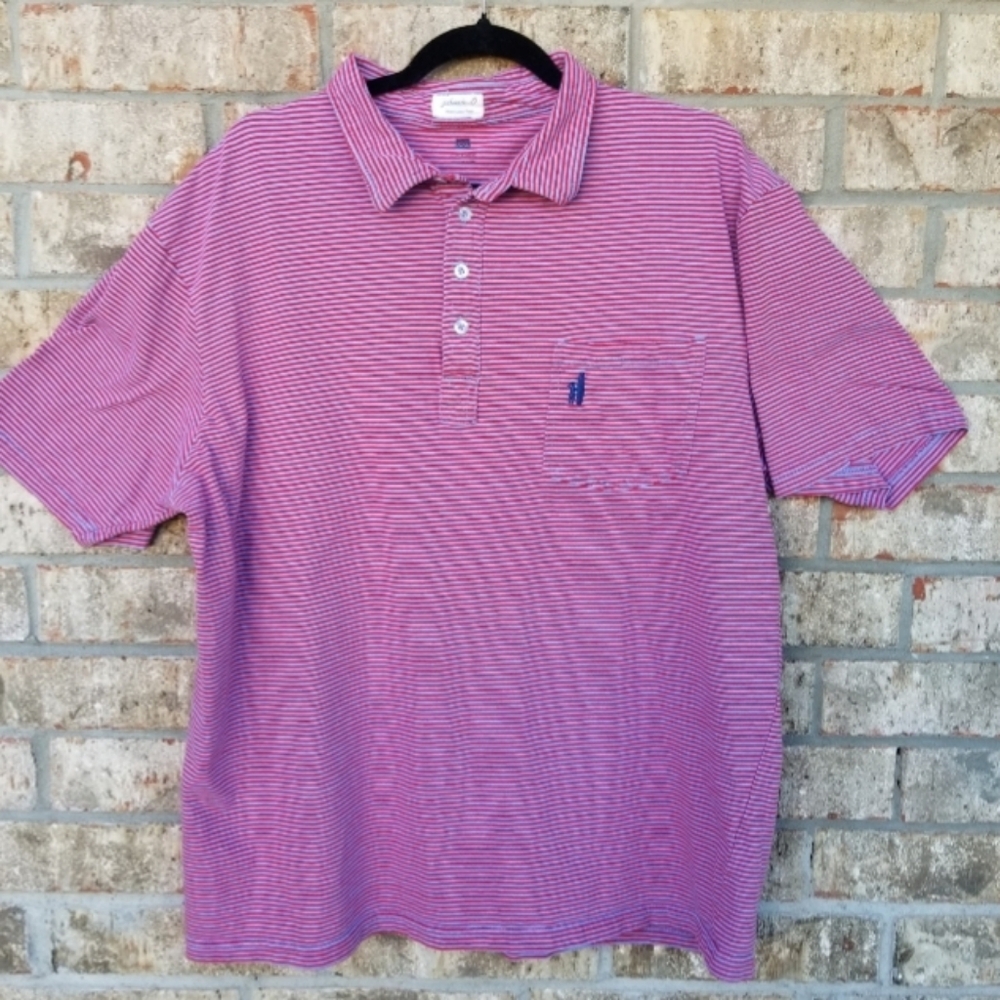 Johnnie O Polo BLUE/RED Striped Golf Shirt (Men XXL/2X) Short Sleeve Soft Cotton - Picture 5 of 10